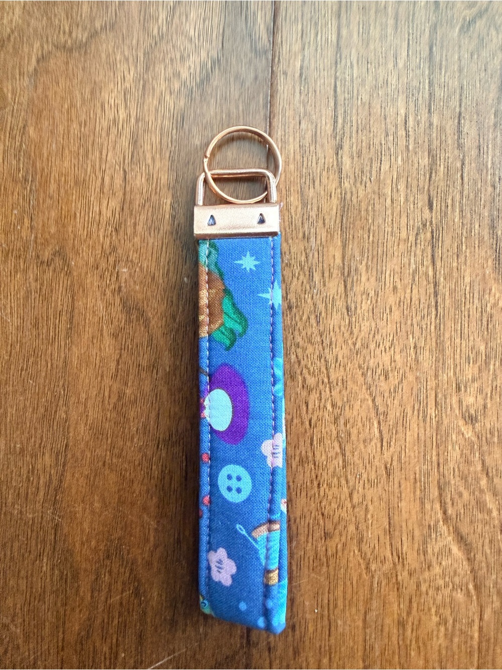 New Blue Floral Key Fob Keychain - Fabric